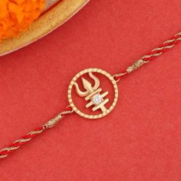 925 Silver American Diamond Trishul Rakhi cum Pendant for Brother with Roli Chawal-image-65