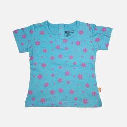 Bodycare Kids Blue & Pink Cotton Floral Print T-Shirt-picture-8