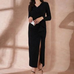 Globus Black Textured Midi Dress-picture-46