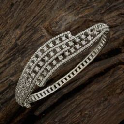 Kushal's Fashion Jewellery Rhodium White Kada for Women-picture-40