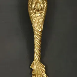 Exotic India Textured Brass Lion Face Door Handle-51