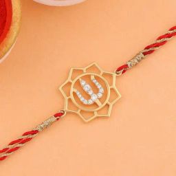 925 Silver American Diamond Shiva Thread Rakhi for Brother with Roli Chawal-image-64