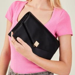 Accessorize London Black PU Envelope Clutch-67