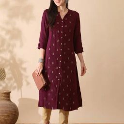 Globus Purple Embroidered A Line Kurta-image-27
