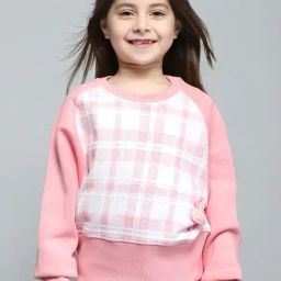 Monte Carlo Girls Self Design Pink Round Neck Full Sleeve Sweatshirt-image-58
