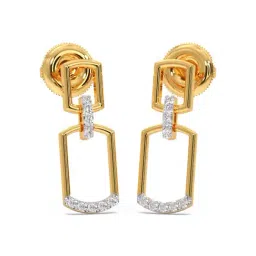Candere by Kalyan Jewellers Peacock Collection 18k Yellow Gold Diamond Drop Earrings for Women-picture-39