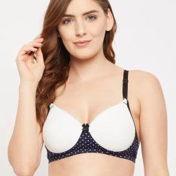 Clovia White & Blue Polka Dots T-Shirt Bra-image-34