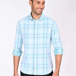 Indian Terrain Green Regular Fit Checks Shirt-picture-29
