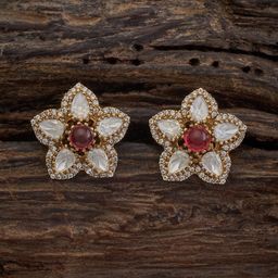 Kushal's Fashion Jewellery Kundan Studded Floral Studs-39