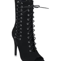 Truffle Collection Black Peeptoe Booties-image-36