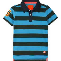 Cherry Crumble By Nitt Hyman Kids Blue & Green Polo T-Shirt-image-73