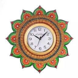 eCraftIndia KWC600 Royal and Elegant Decorative Papier-Mache Wooden Handcrafted Wall Clock-image-39