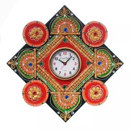 eCraftIndia KWC601 Designer and Colorful Papier-Mache Wooden Handcrafted Wall Clock-57