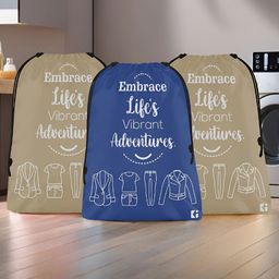 Aura Brown & Blue 3 Pieces Printed Foldable Laundry Bags-14