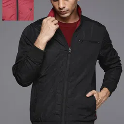 Allen Solly Sport Men Black & Maroon Reversible Bomber Jacket-image-5