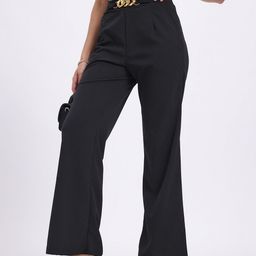 glitchez Women Chain Detail Wide Leg Trousers-image-30