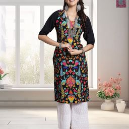 HERE&NOW Women Pack Of 2 Ethnic Motifs Printed Daily Straight Kurtas-image-95
