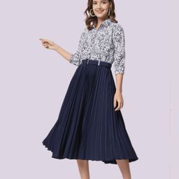 OTABU Girls Floral Print A-Line Midi Dress-image-53