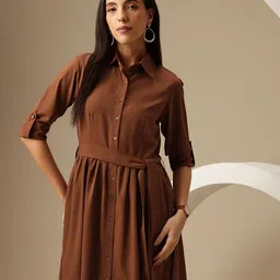 Chemistry Crepe Shirt Dress-image-82