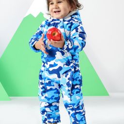 Babyhug Full Sleeves Winter Wear Romper Multi Pattern -Blue-picture-44
