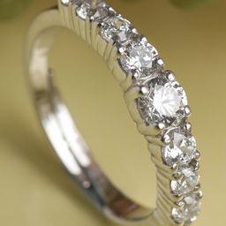 CLARA 925 Sterling Silver Rhodium Plated Swiss Zirconia Graduation Ring with Adjustable Band - 1.9 g-image-60