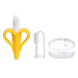 Enorme Silicone Banana Shaped Toothbrush Teether and Baby Silicone Finger Toothbrush with Case For Babies-6