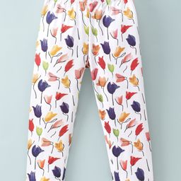 Doreme Cotton Single Jersey Knit Full Length Leggings Floral Print -  White-picture-10