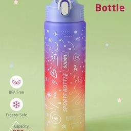 ZOE Freezer & Leak Proof Bottle with Text Print Purple - 800 ml-15