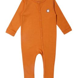 My Milestones 100% Cotton Full Sleeves Lion Embroidered Romper - Orange-image-47