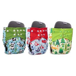 LuvLap Reusable Baby Cloth Diapers with Double Leak Guard High Absorption Stain-Proof Comfort & Protection Pack of 3 - Multicolor-25