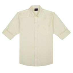Charchit Linen Woven Full Sleeves Solid Shirt - Cream-picture-43