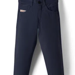 Olio Kids Cotton Woven Full Length Solid Trouser - Navy Blue-picture-29