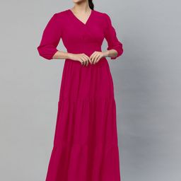 Femvy Tiered V-Neck Fit & Flare Maxi Dress-picture-18
