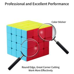Sanjary 4x4 Speed Cube Smooth and Stickerless Multicolor image 3