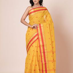 PUKU Women Ethnic Motifs Woven Design Pure Cotton Taant Saree-picture-22