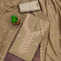 DIVASTRI Floral Embroidered Zari Unstitched Dress Material-image-46
