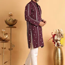 Anouk Men Embroidered Regular Mirror Work Kurta with Pyjamas image 2