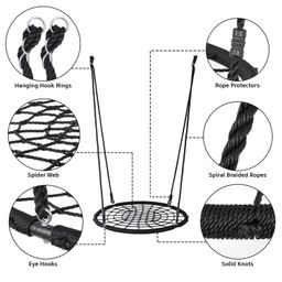 Hop N Play 40 inches Round  Rope Net Web Nest Swing Indoor & Outdoor for Kids image 4