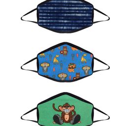 YK Boys Multicoloured Pack of 3 Printed Reusable 3-Layer Protective Outdoor Masks image 4