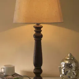 Homesake Antique Black Mabel Wood Table Lamp with Khadi Shade (Bulb Included) - Set of 1-15