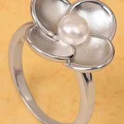 Mia by Tanishq Delicate Bloom Pearl Finger Ring for Women-image-77