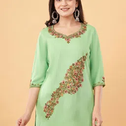 Kala Maison Women Aari Embroidered Indie Florals Kurti-49