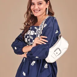 Tikhi Imli Chikankari Embroidered Cotton Square Neck Top With Trousers Co-Ords-image-63