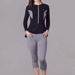 Keepfit Women Colourblocked Round Neck Padded Swim Set-image-17