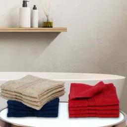 Bianca D'ross Multicolor 100% Cotton 380 GSM Face Cloths - Set of 12-image-46