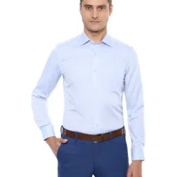 Louis Philippe Permapress Sky Blue Cotton Regular Fit Shirt-picture-49