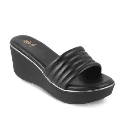 Tresmode Women's Black Casual Wedges-image-1