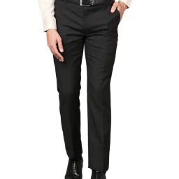 Raymond Grey Regular Fit Flat Front Trousers-image-21