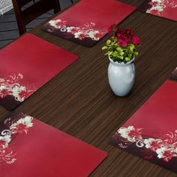 Aura 6Pcs Red & White Printed Heat Resistant Table Placemats-8