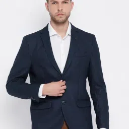Crimsoune Club Navy Slim Fit Self Pattern Blazer-picture-17
